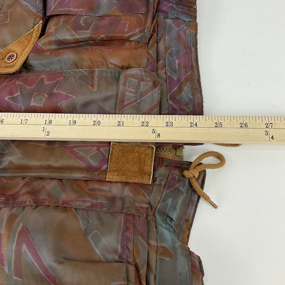 Braefair Coat Womens Sz S Vintage Aztec Retro 90's Leather trim Faux Fur Collar - Picture 6 of 8